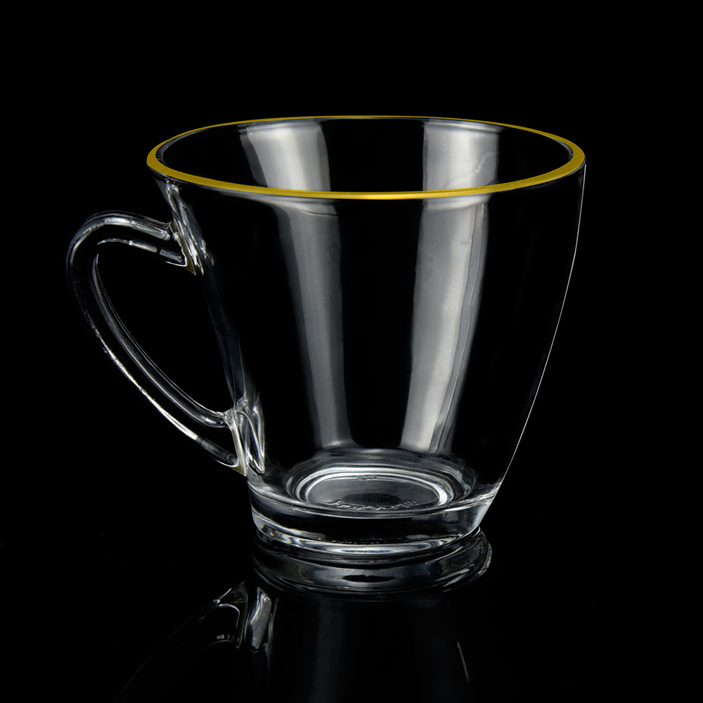 高颜值ins风拿铁咖啡杯 欧式复古玻璃咖啡杯 轻奢手工描金品茗杯