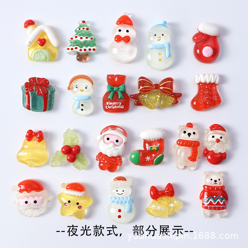 圣诞福袋混款饰品配件 树脂diy手工雪人老人圣诞树盲袋英文跨境|undefined