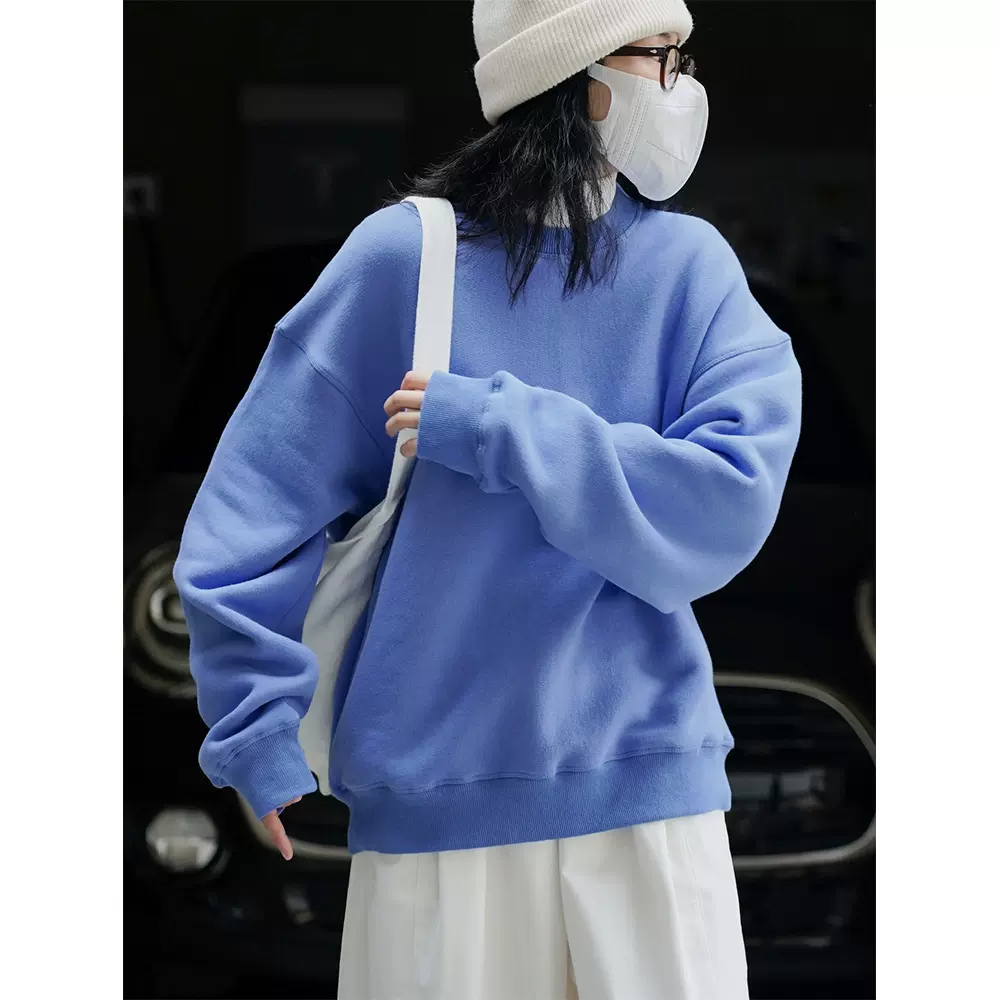 冬季新款韩国东大门休闲慵懒加绒圆领卫衣宽松保暖舒适上衣女