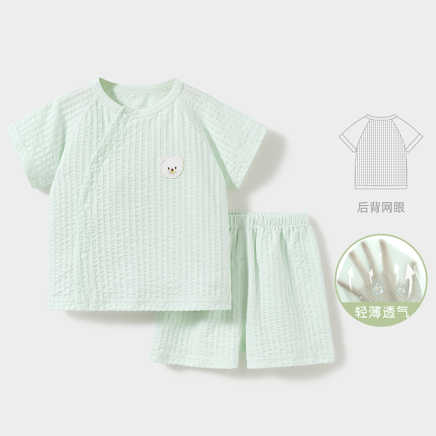 Trajes de bebés de verano para niños y niñas, pijamas transpirables delgados de mangas cortas, dos piezas para niños, ropa de verano para bebés image 7