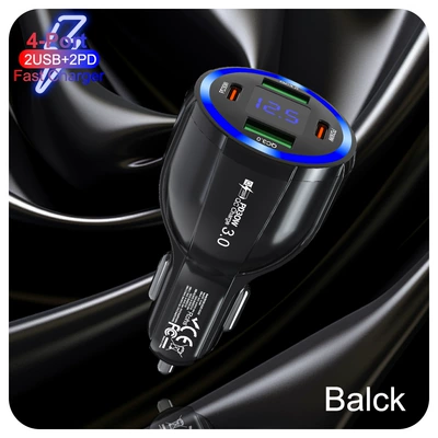 QC3.0 car mobile phone Mobil şarj cihazları - 359-2a2c-kcsx-black-bare-metal