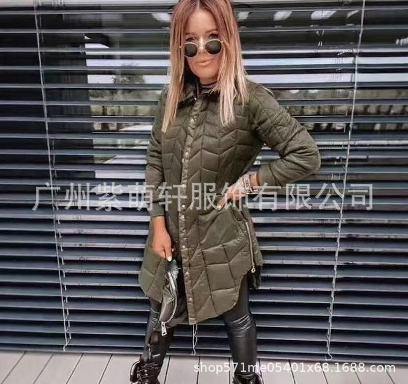 2025独立站秋冬新款时尚连帽宽松长袖纯色拉链棉质夹克外套女|undefined
