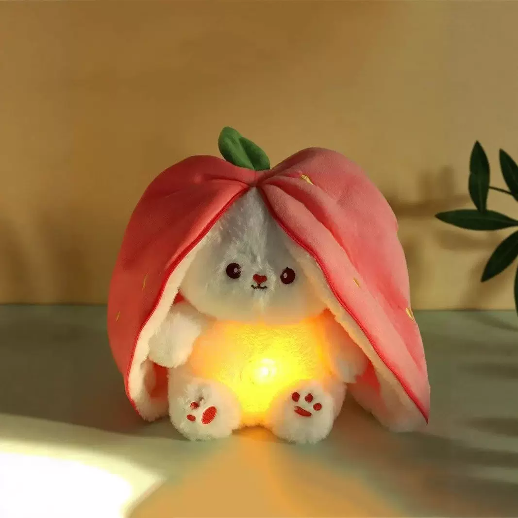 会呼吸的草莓兔玩偶变身兔子公仔毛绒玩具胡萝卜小白兔礼物娃娃