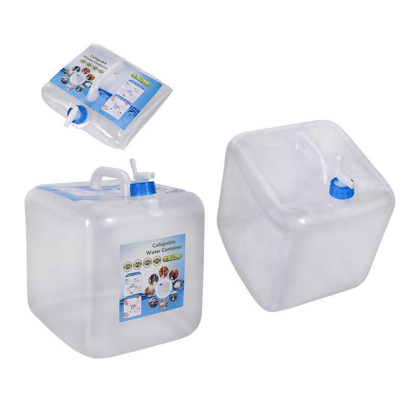 Metasequoia coche portátil al aire libre transparente cubo plegable cubo de almacenamiento grifo 20L5 galón bolsa de agua blanda cubo de plástico para beber