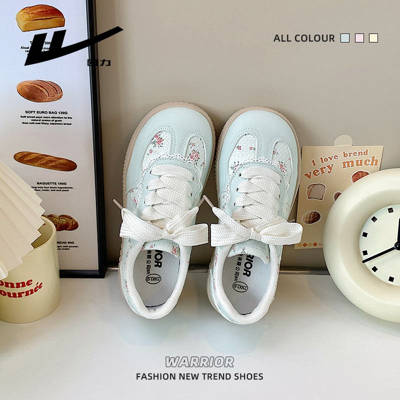 Baja fuerza de retroalimentación, zapatos de entrenamiento literario cómodos, flores de encaje, zapatos casuales frescos, ligeros, estilo universitario, zapatos de sola gruesa para mujeres