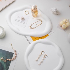 ins石膏啞光網紅飾品收納盤美甲首飾展示盤子攝影拍照道具裝飾