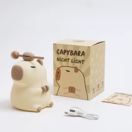 Боковой ночник «Капибала» с USB-зарядкой, таймером, пультом, светодиодный силиконовый ночный свет, настольная лампа у кровати