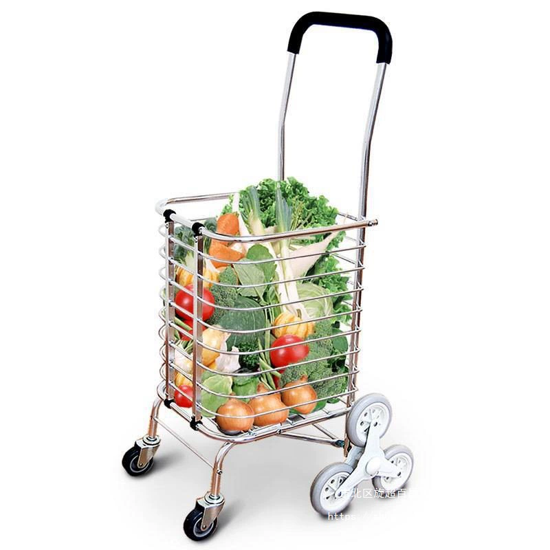 Handheld folding grocery shopping cart, suitcase