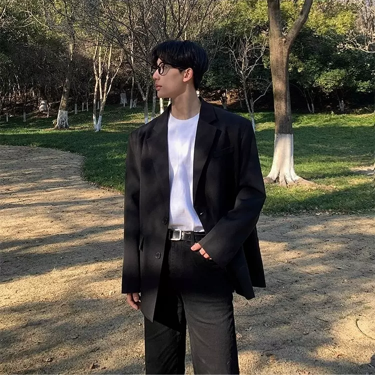 韩版春秋季2025西装套装男休闲高级感宽松潮流垂感痞帅西服套装