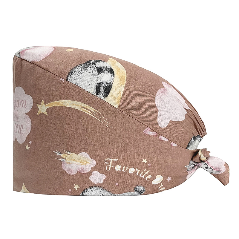 Gorro quirúrgico de algodón puro de las mujeres impreso ajustable calabaza tapa confinamiento quimioterapia a prueba de polvo puntera enfermera trabajo sombrero hombres