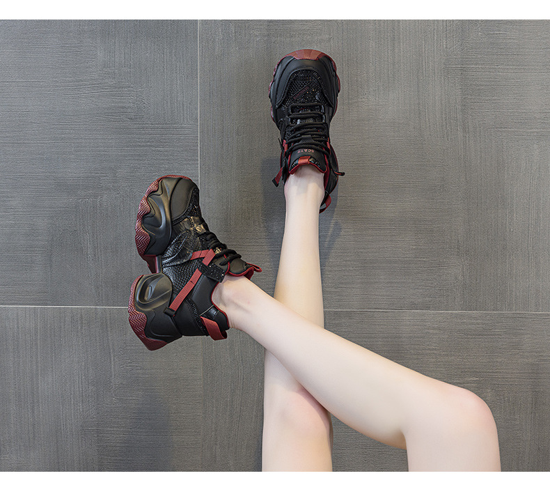 Giày sneaker nữ đế dày platform tăng chiều cao phong cách thể thao thời trang xuân hè 2026 — M2707 màu chì, M2707 màu be, M2707 màu đen chi tiết 11