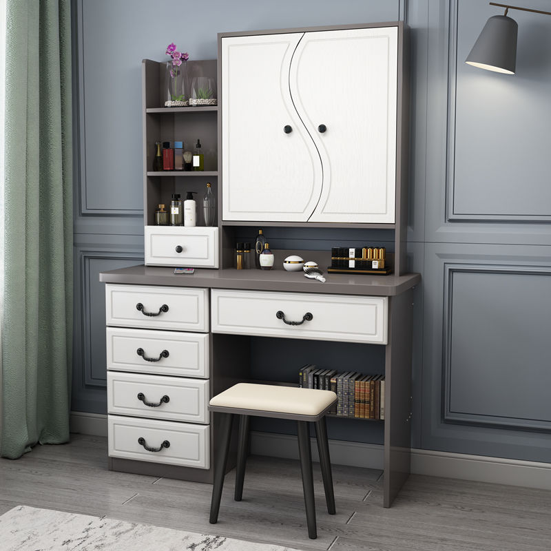 Nórdico blanco red red comedor dormitorio pequeño armario tabla plegable espejo escondido inteligente simple lámpara LED