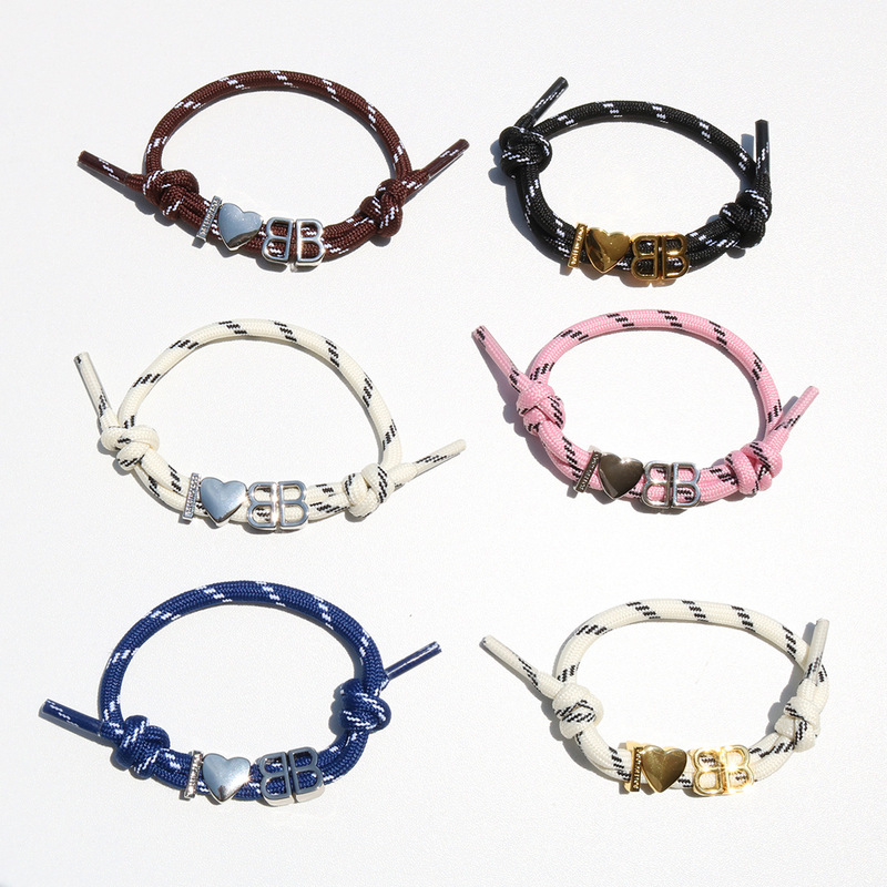 Bajia Same Style Double-B Bracelet Ins Light Luxury High-end All-match Hand Rope Letter Love Sweet Cool Style Couple Bracelet Bajia Same Style Double-B Bracelet Ins Light Luxury High-end All-match Hand Rope Letter Love Sweet Cool Style Couple Bracelet