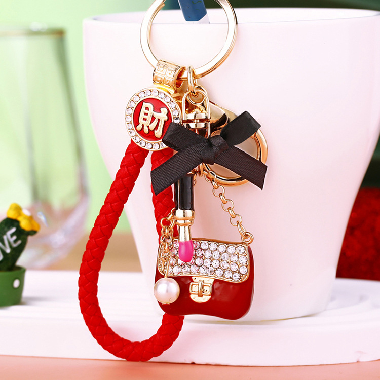 Modern Style Color Block Metal Inlay Rhinestones Women's Keychain display picture 2
