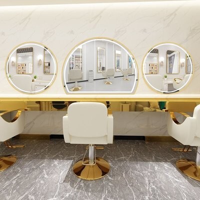 Barbería espejo salón de pelo especial montado en la pared espejo de un solo lado piso con luz inteligente espejo led