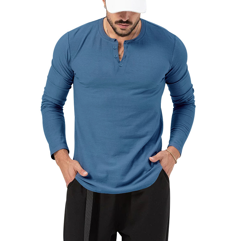 2024 European Men's Spring Autumn Round Neck Long Sleeved T-Shirt Loose Pullover Casual Men's T-Shirt Basic Tees Top_voghion.com