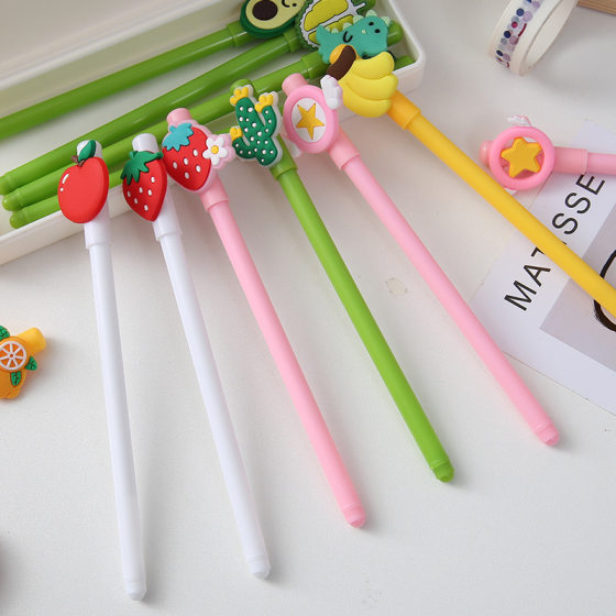 Pen Customization Yiwu Stationery Student Creative Cute Cartoon Gel Pen Black High-Value Signature Pen Ballpoint Pen Wholesale