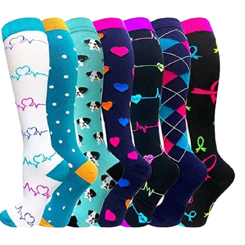 Calcetines de compresión de traje de color mixto exclusivo transfronterizo Calcetines deportivos de comercio exterior Calcetines de becerro Calcetines de compresión deportiva Hombres y mujeres Al por mayor