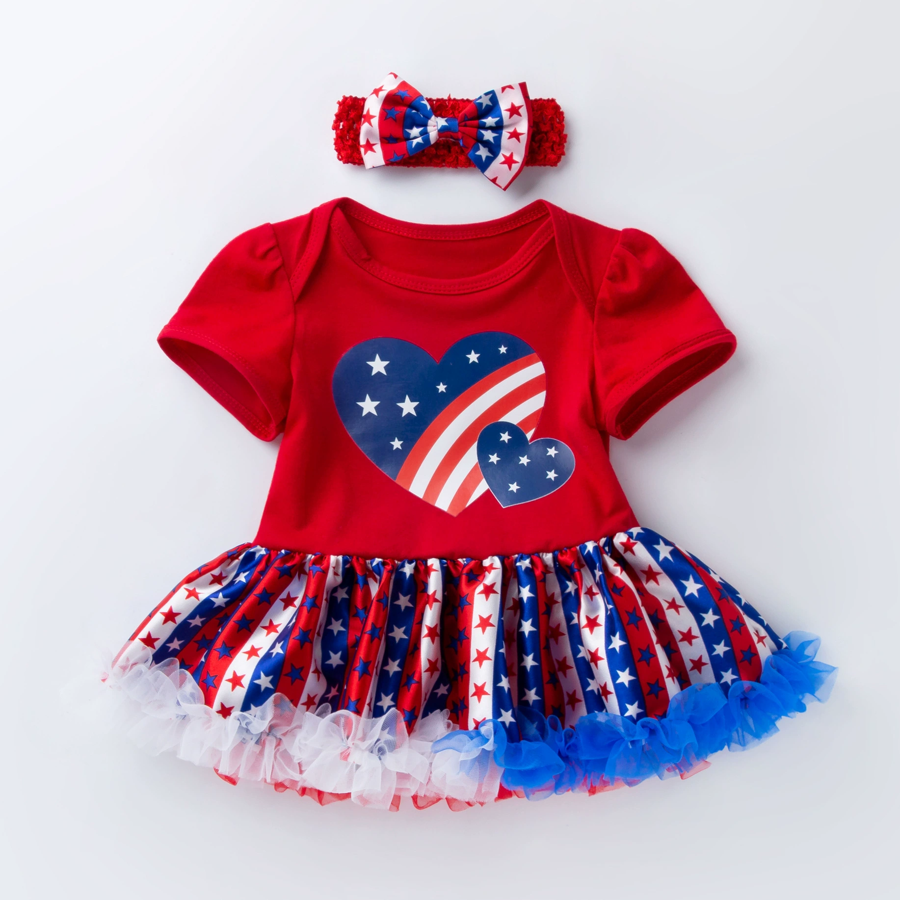 Bodysuit girl's, dress, skirt, summer clothing, children's small princess costume, hair accessory, set, with short sleeve
