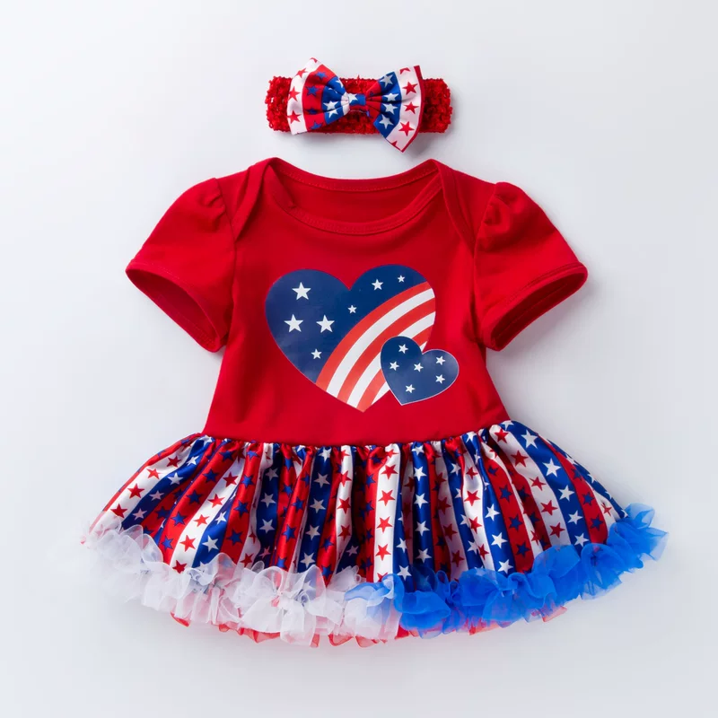 Bodysuit girl's, dress, skirt, summer clothing, children's small princess costume, hair accessory, set, with short sleeve