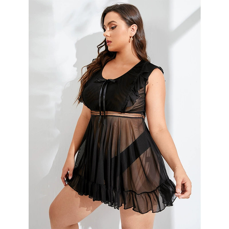 Прозрачное нижнее белье, сексуальная пижама, комплект, униформа, plus size