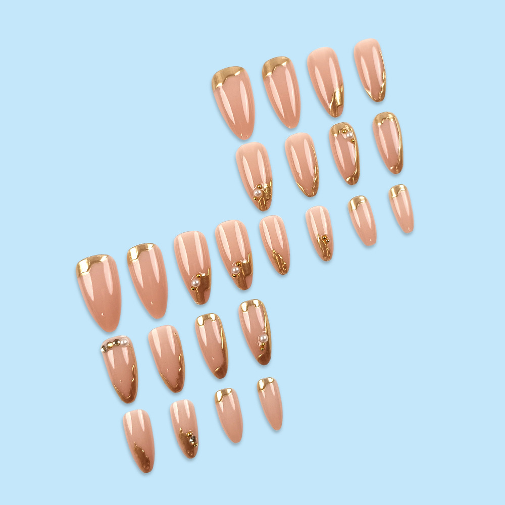 Uñas postizas en relieve maravillosas tridimensionales en 3D, uñas cortas explosivas de alta gama, uñas de diamantes dorados de gran venta
