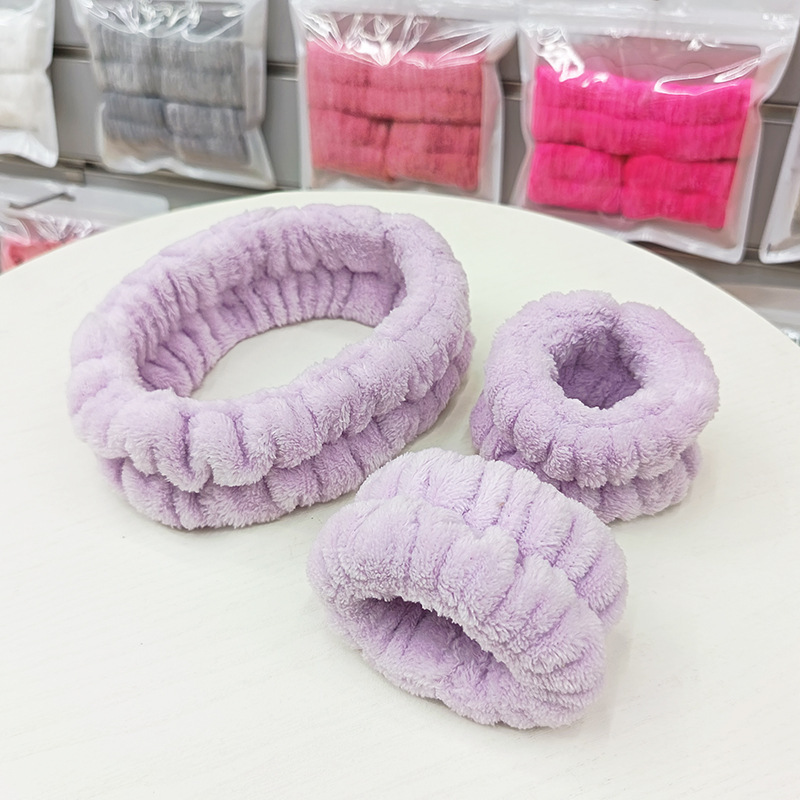 洗脸发带三件套洗漱防水防湿袖敷面膜束发带简约头带女用发捆发箍|undefined