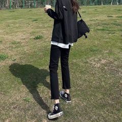 牛仔裤女 显瘦烟管裤高腰百搭弹力九分裤直筒裤宽松韩版学生厂家