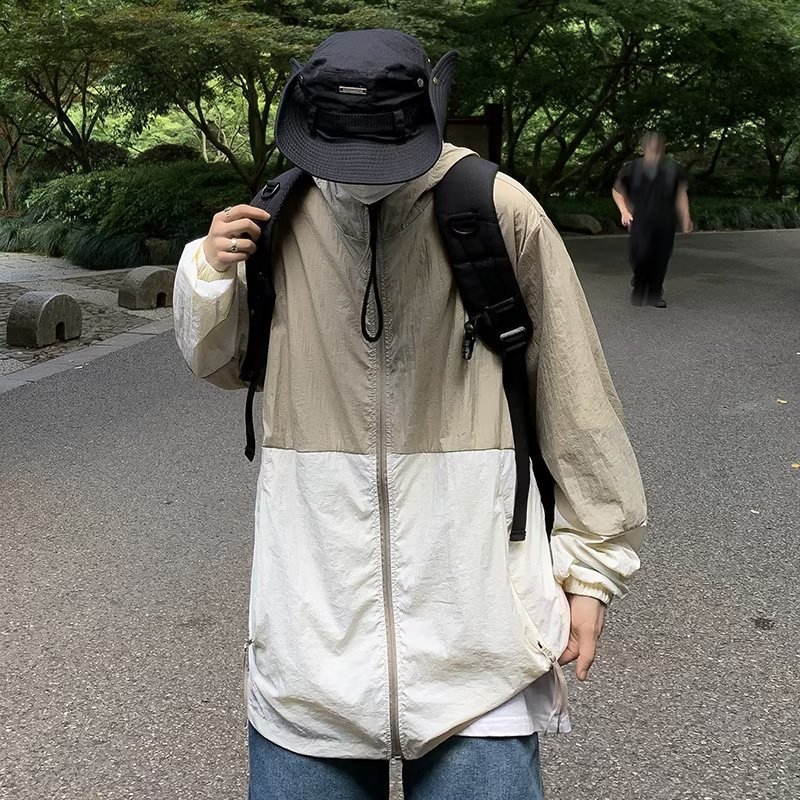 콘트라스트 컬러 태양 보호 의류 여성 여름 경량 플러스 사이즈 카디건 재킷 디자인 센스 통기성 태양 보호 의류 트렌디 블랙 탑