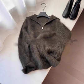 老钱风穿搭软糯水貂绒毛衣女秋冬加厚慵懒马海毛上衣内搭仿羊戎衫