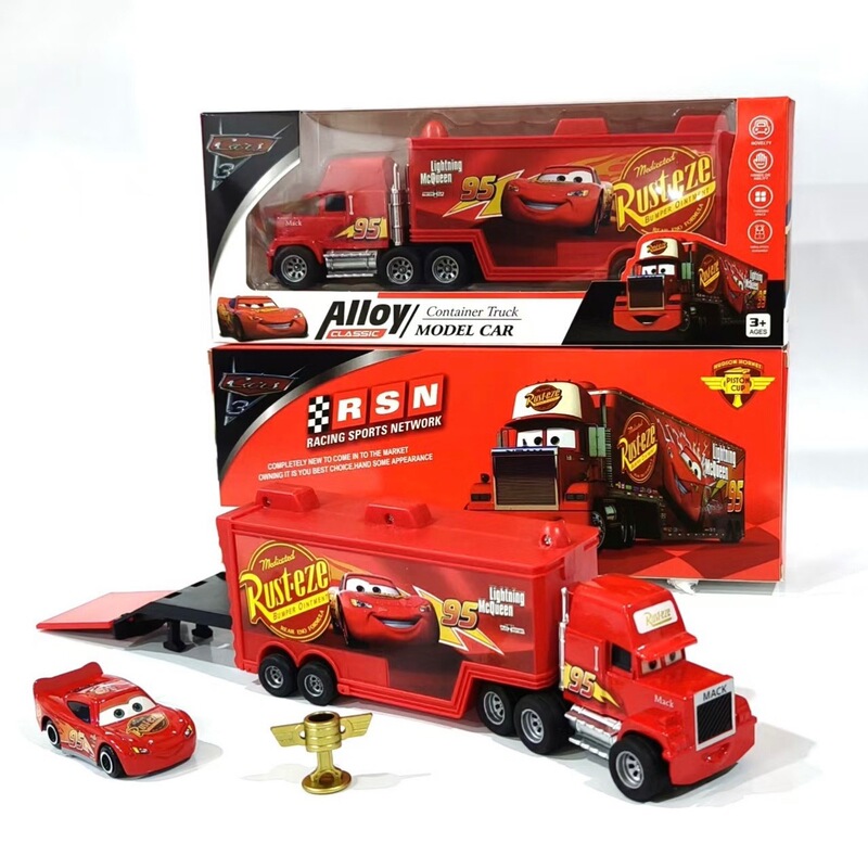 Cross-Border Cars Container Can Open the Door Alloy Toy Children's Car Mcqueen Car King Set Black Storm
