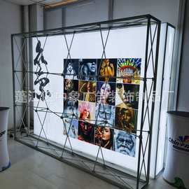 出国展览折叠伸缩广告牌背景灯箱便携模块组合LED发光背景墙双面