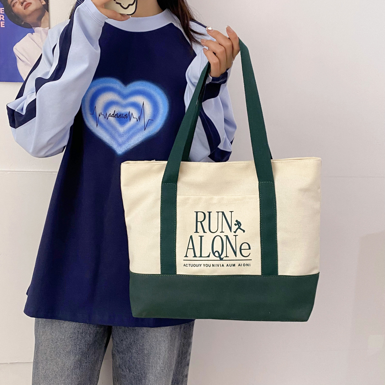 Bolsas de lona creativas de gran capacidad bolsas de lona portátiles para mujeres ocio versátil estudiantes lindos bolsas de compras simples