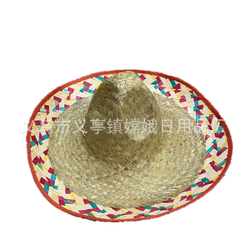 Mexican Straw Hat, Sunflower Leaf Hat, Four-corner Hat, Bullfight Hat, Party Dance Stage Performance Decoration in Stock