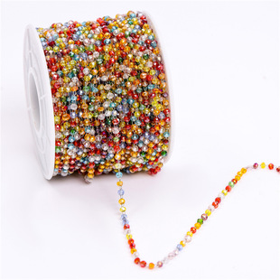1cm flat crystal stainless steel chain beaded handmade spacer chain DIY handmade crystal chain clothing earrings