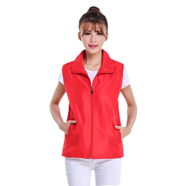 Red vest with zipper sleevless