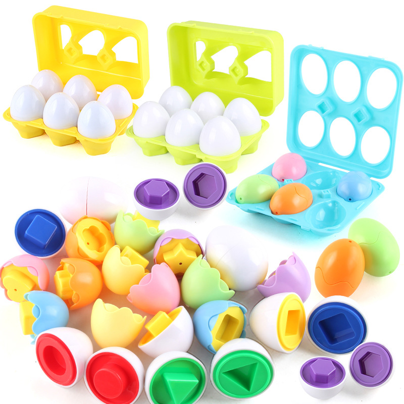 Amazon Educación temprana para niños huevos inteligentes pares de huevos torcidos bebés cognitivos de forma de huevo simulado juguete