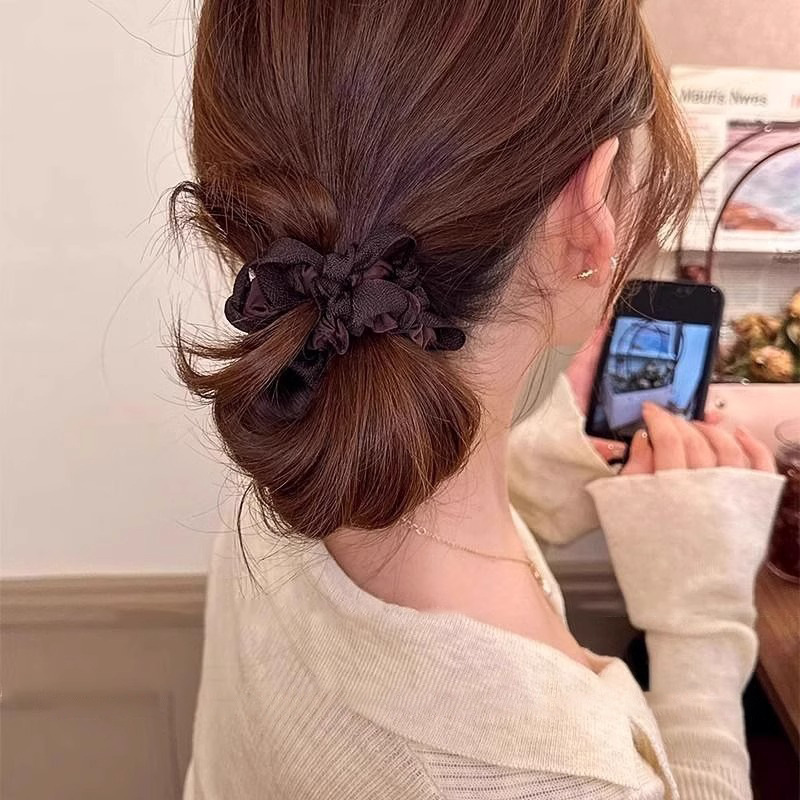 Tejido simple anillo de cabello cuerda de cabeza mujer 2025 nuevo tocado de banda de goma de cabeza de bola de alta elasticidad cuerda de cabello de cola de caballo