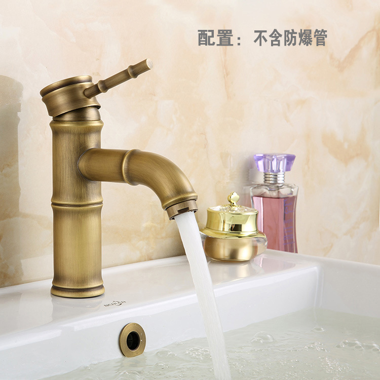 欧式仿古全铜台上盆水龙头竹节面盆水龙头浴室冷热水脸盆水龙头|undefined