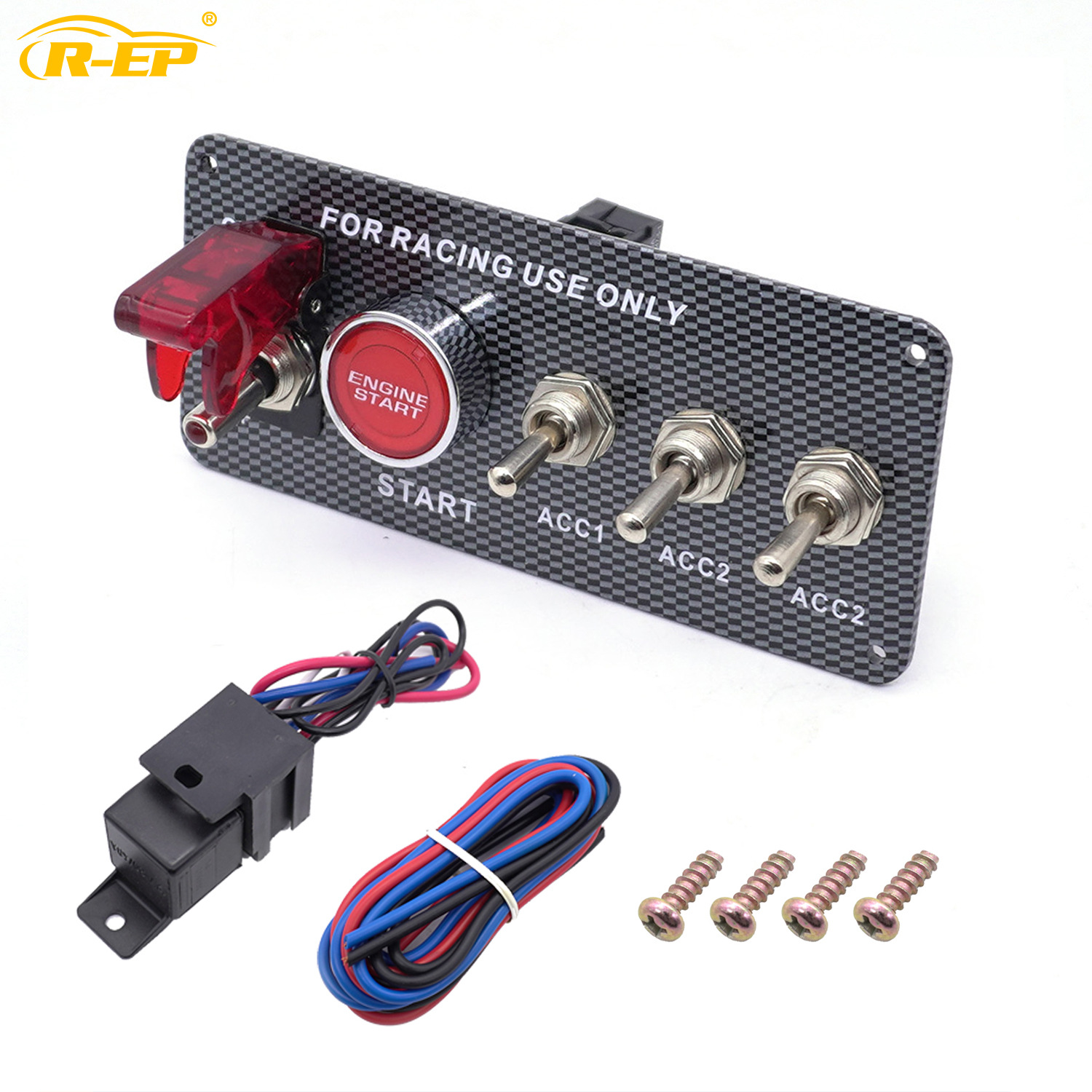 Car Modified Ignition Switch One-button Start Switch Panel Five-in-one Combination12 VVoltage Universal