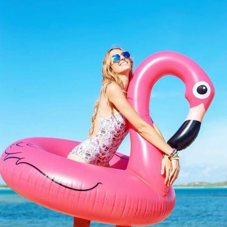 In-Stock Direct Sale Pvc Inflatable Large Flamingo Swimming Ring for Adults, Animal-Shaped Lifebuoy, Inflatable Large Size