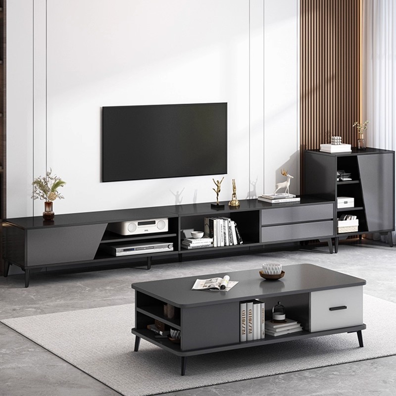 Gabinete de televisión sala de estar doméstica pequeña casa moderna y simple 2025 nuevo almacenamiento en el suelo gabinete de televisión integrado