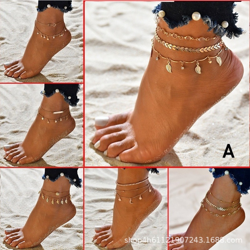 Summer beach ankle bracelet with zircon pearl