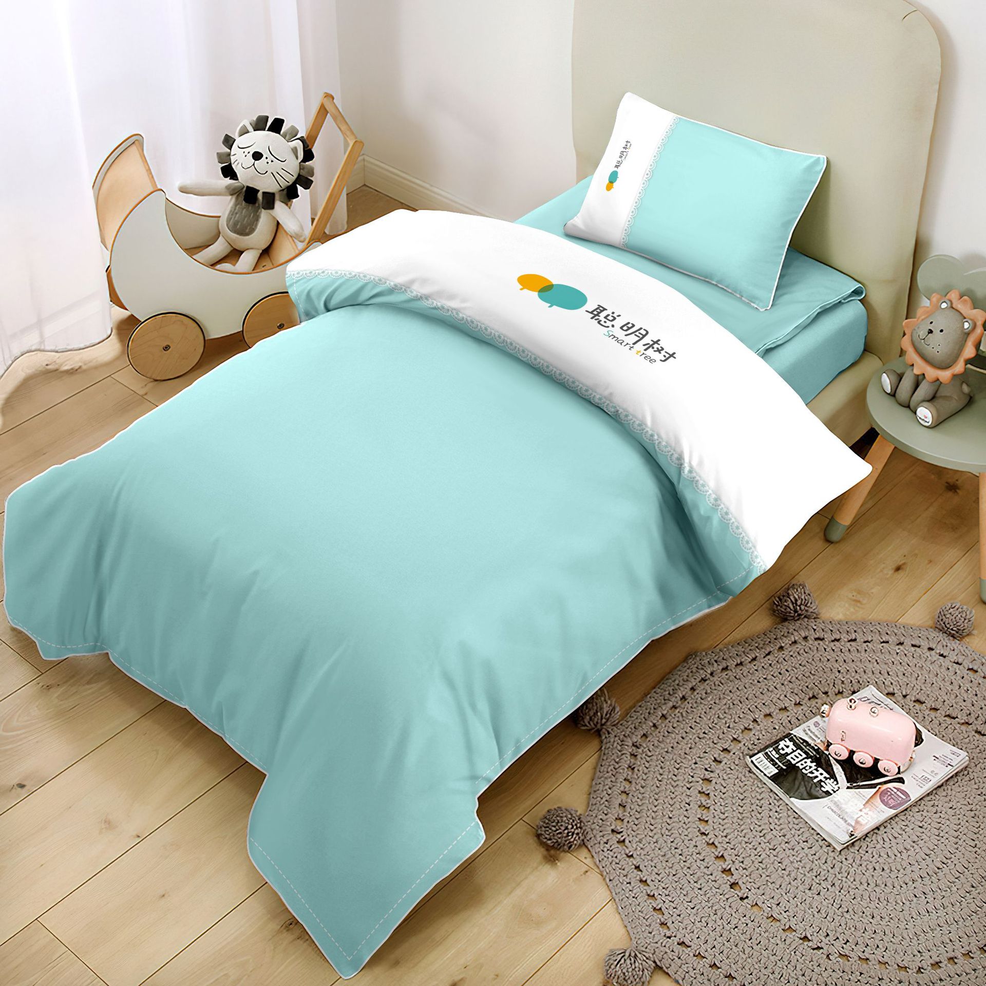 宝宝入园加棉幼儿园被子六件套儿童午睡刺绣全棉三件套定做家纺