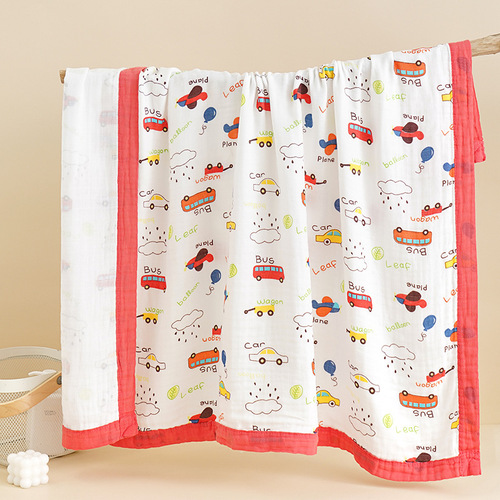 Factory wholesale baby bamboo cotton swaddle four-layer gauze bath towel combed cotton edging children's blanket baby towel blanket quilt