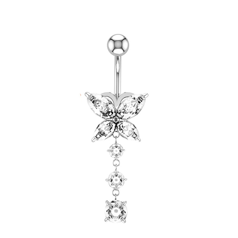 Amazon eBay nuevo estilo ombligo anillo creativo mariposa AAA ZIRCON ombligo hebilla ombligo anillo piercing joyería ombligo hebilla