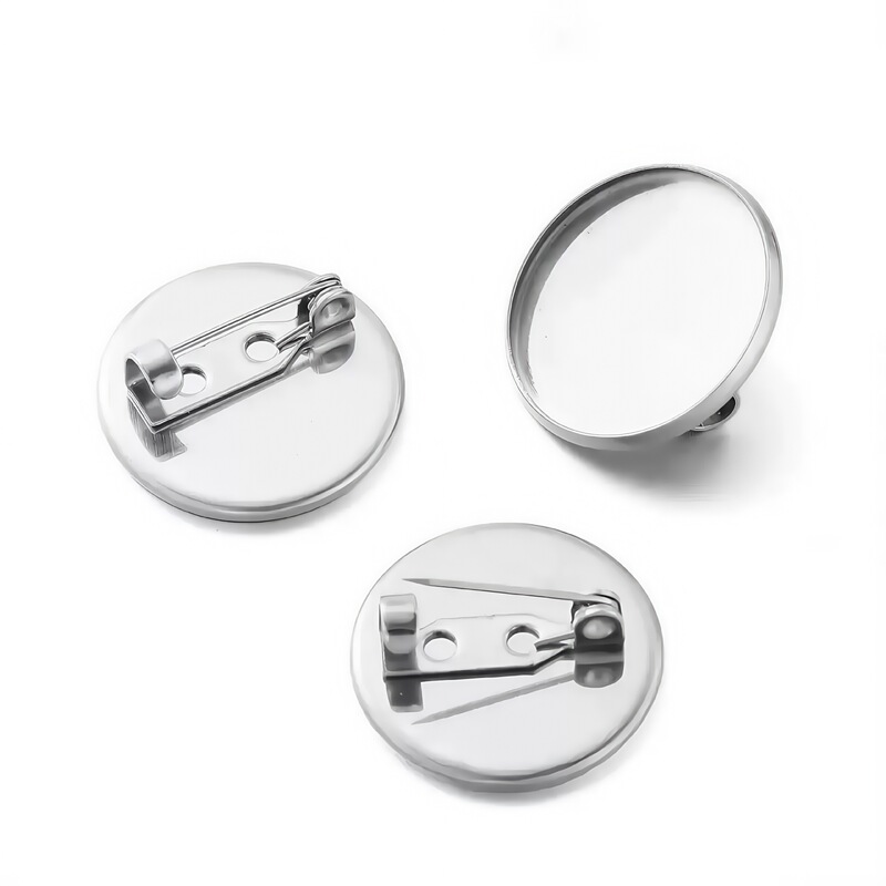 Stainless Steel Round Disc Brooch Gemstone Base Round Mount Welded Pin Badge Clothing Blank DIY Handmade Jewelry Accessories Stainless Steel Round Disc Brooch Gemstone Base Round Mount Welded Pin Badge Clothing Blank DIY Handmade Jewelry Accessories