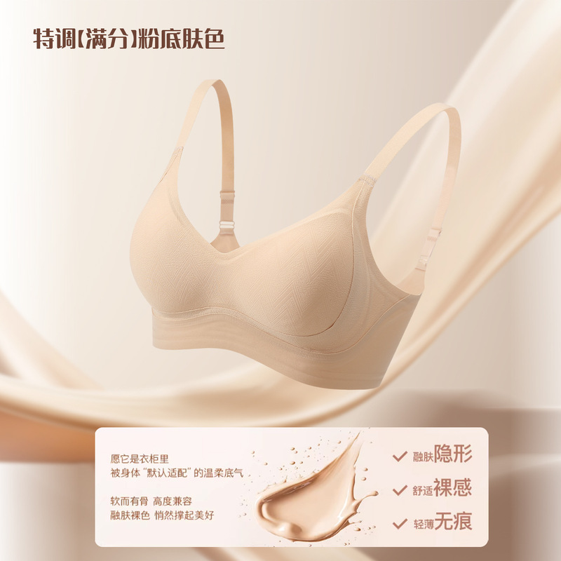 Silk-Like Seamless Soft Support Push-Up Bra for Women with Small Busts, Invisible Bra That Lifts and Gathers Side Breasts