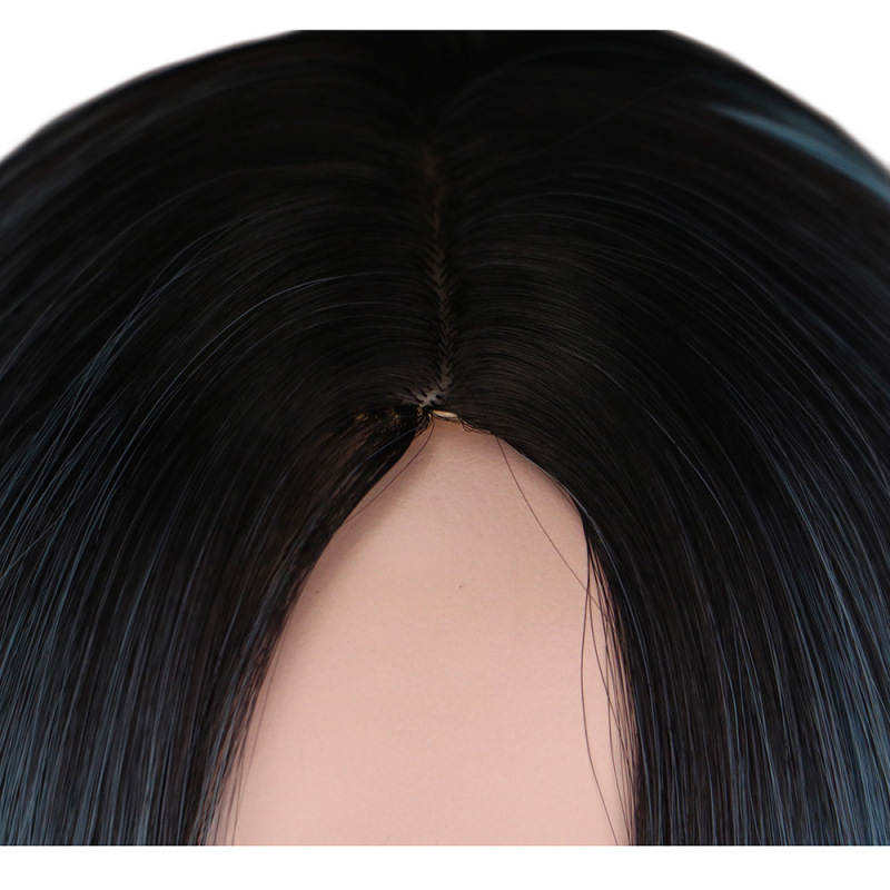 欧米のかつらの女性のファッションの波の頭の黒のグラデーションの紫のショートヘアのboboの頭の中で短いストレートヘアの化繊の頭のカバーの卸売りを分けます。|undefined