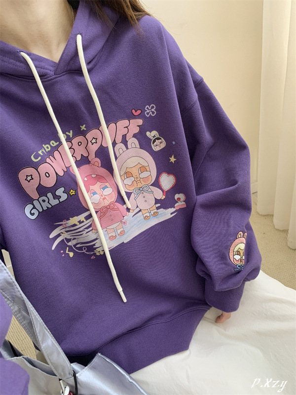031慵懒风圆领卫衣女秋季新款薄款宽松韩版oversize女式上衣bf外|undefined